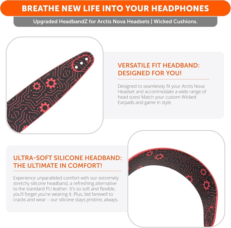 WC HeadbandZ Arctis Nova - Upgraded Silicone Headband for Arctis Nova Headsets by Wicked Cushions - Enhanced Flexibility, Comfort, and Style with Matching Earpad Designs | Techne - Image 3